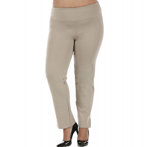 InstantFigure Curvy Plus Size Straight Leg Pant with Slit 