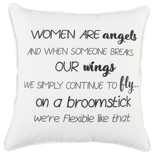 Homeroots Home Decor Black and White Women Are Angels Throw Pillow, Black and White, 20 x 20 Inches