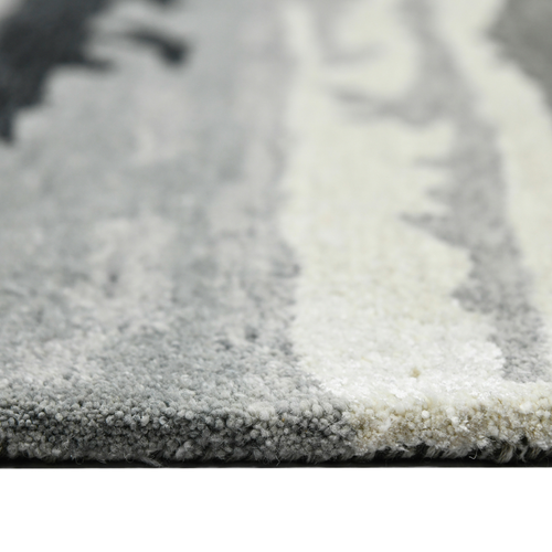 4' X 6' Dark Gray Black And Ivory Wool Abstract Hand Tufted Area Rug