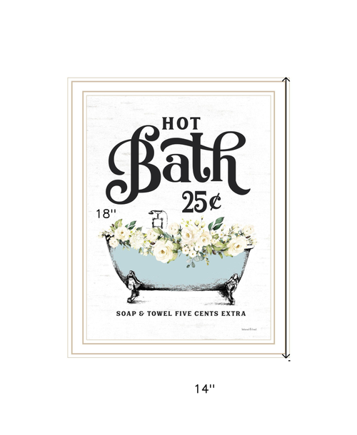 Hot Bath White Framed Print Bathroom Wall Art