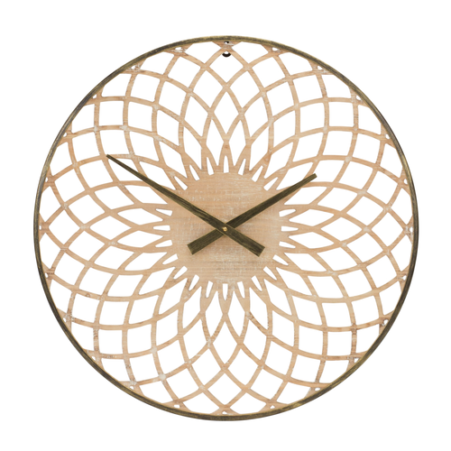 Round Lattice Wood Wall Clock
