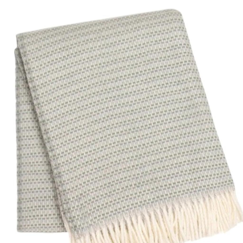 55" X 70" Slate Blue Cotton Blend Woven Plush Throw Blanket with Fringe
