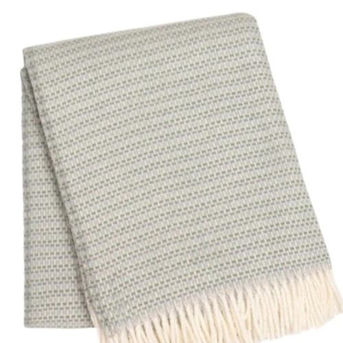 55" X 70" Slate Blue Cotton Blend Woven Plush Throw Blanket with Fringe