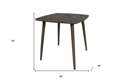 36" Brown Square Solid Wood And Metal Dining Table