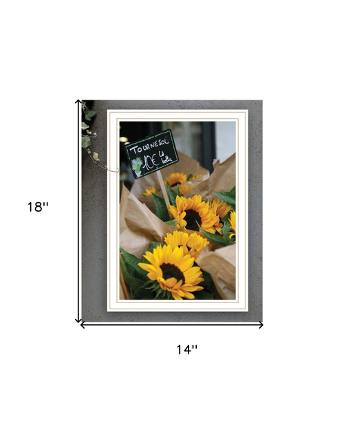 Sunflower Bouquet White Framed Print Wall Art
