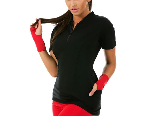 InstantFigure Cycling Compression Solid Zip Up Bike Top