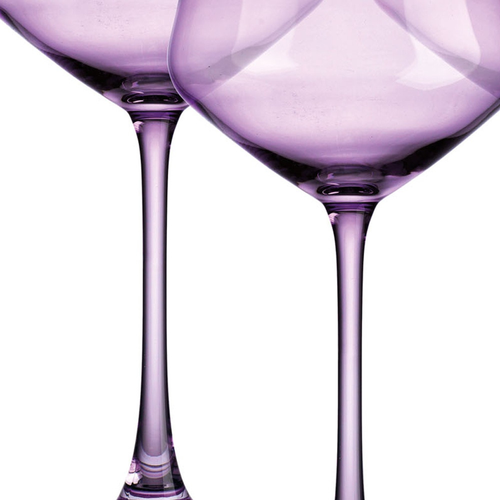 Set of Four Purple Crystal Shallow Bowl Stemmed Coupe