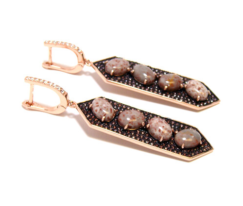 Prongs-Set Linear Four Stone Drop Earrings in Sterling Silver