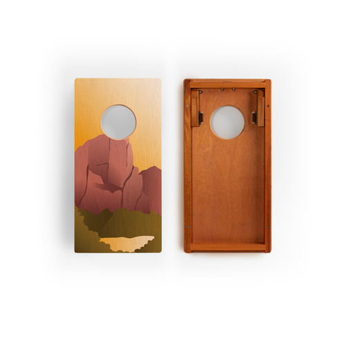 Zion National Park Mahogany Pathfinder Cornhole Board Set
