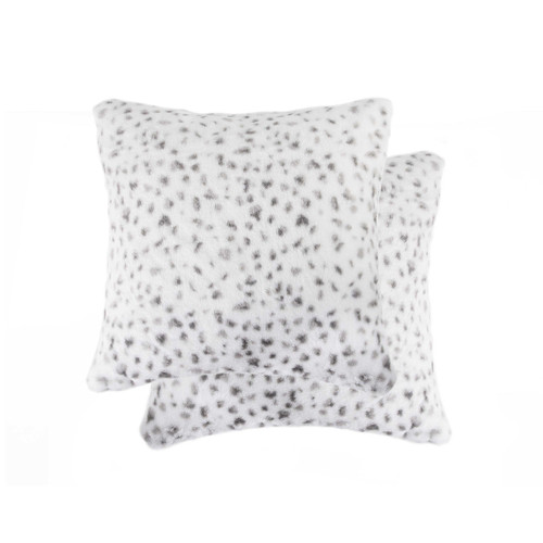Homeroots Home Decor Snow Leopard Faux Fur Pillow, 2 Pack