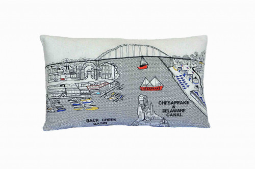 Homeroots Home Decor Charleston Daylight Skyline Lumbar Decorative Pillow, White, 24 Inches
