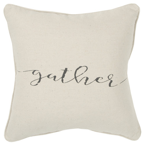 Homeroots Home Decor Gray and Cream Canvas Gather Decorative Throw Pillow