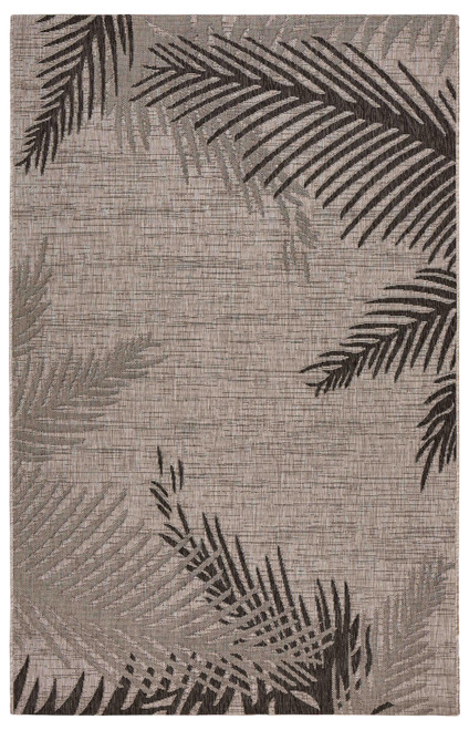 5’ X 7’ Beige Palm Leaves Indoor Outdoor Area Rug