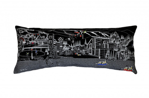 Homeroots Home Decor Vail Nighttime Skyline Lumbar Decorative Pillow, Black, 35 Inches