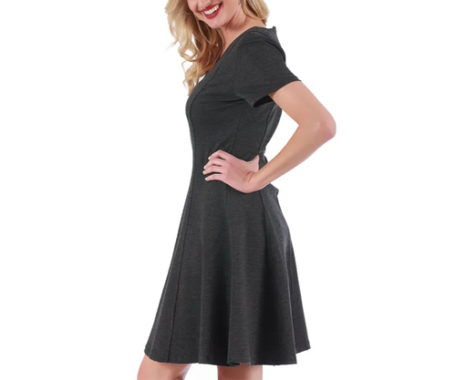 InstantFigure Short V-neck flared skirt Panel dress 