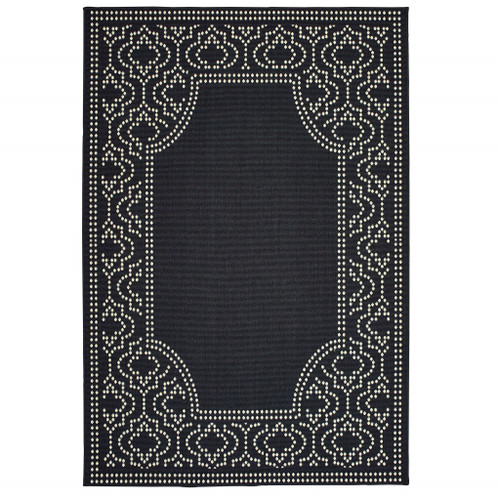 5' X 8' Black Stain Resistant Indoor Outdoor Area Rug