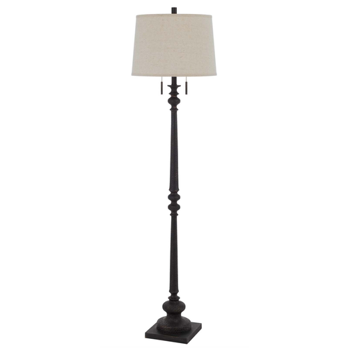 63" Rust Two Light Floor Lamp With Beige Fabric Square Shade