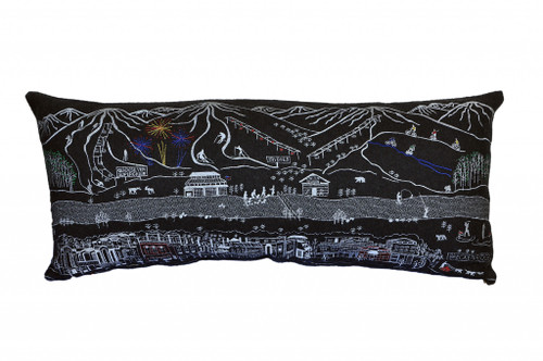 Homeroots Home Decor Breckenridge Nighttime Skyline Lumbar Decorative Pillow, Black, 35 Inches