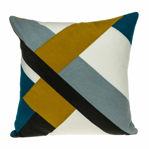 Homeroots Home Decor 20 X 20 Inches Black and Brown Geometric Zippered 100% Cotton Throw Pillow