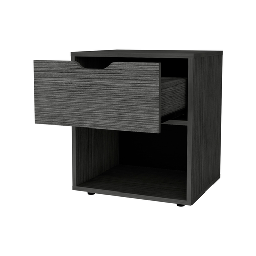 20" Gray One Drawer Faux Wood Nightstand