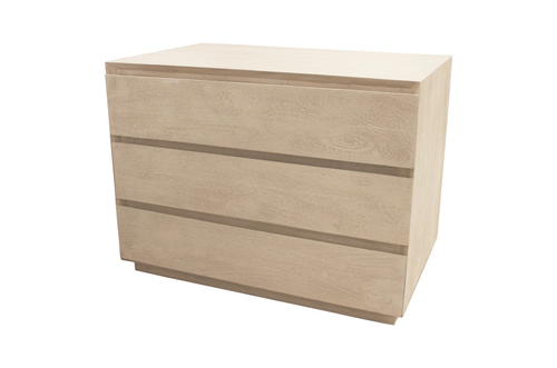 24" Natural Three Drawer Solid Wood Nightstand