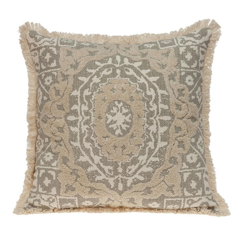 Homeroots Home Decor Boho Garland Beige and Khaki Decorative Accent Pillow