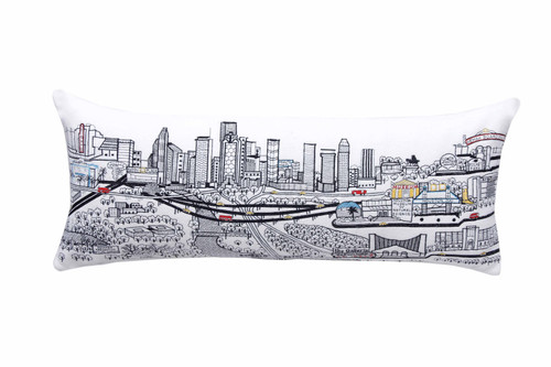 Homeroots Home Decor Houston Daylight Skyline Lumbar Decorative Pillow, White, 35 Inches