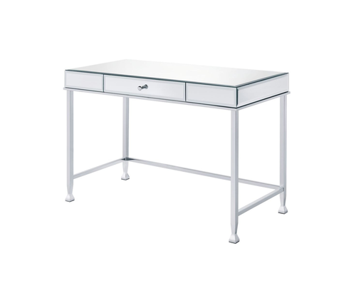 42" Clear and Silver Mirrored Writing Desk