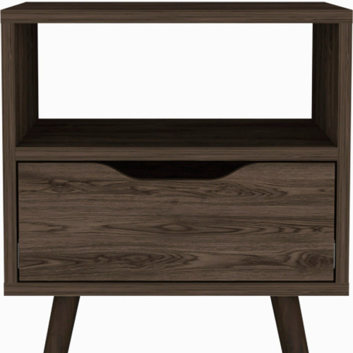 25" Brown One Drawer Faux Wood Nightstand