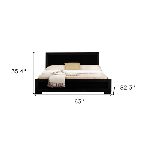 Black Solid and Manufactured Wood Queen Bed Frame