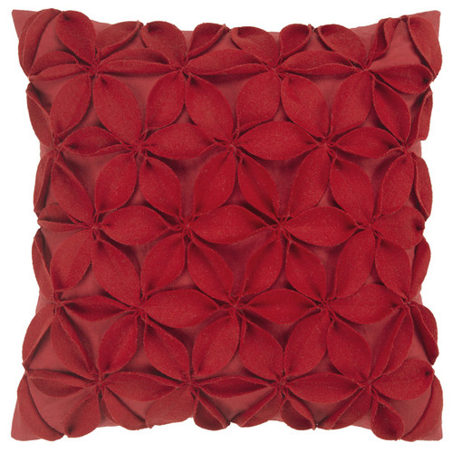 Homeroots Home Decor Red Pinwheel Floral Petal Down Throw Pillow, Red, 18 x 18 Inches