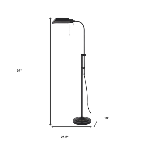 57" Bronze Metal Adjustable Floor Lamp With Bronze Metal Square Shade