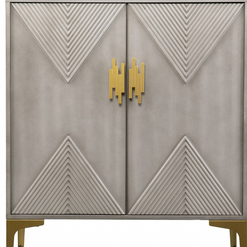 32" Gray Solid Wood Sideboard with Two Doors