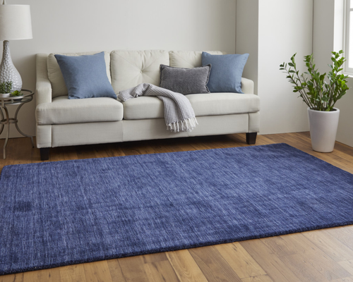 4' X 6' Blue Wool Hand Woven Area Rug
