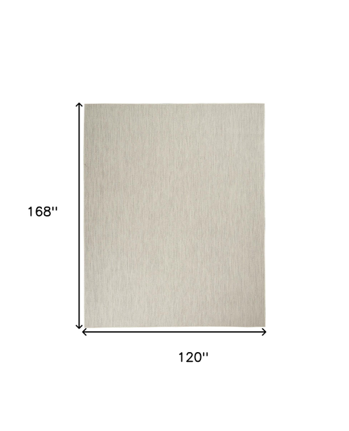 10' X 14' Ivory And Silver Indoor Outdoor Area Rug