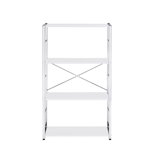 42" White Metal Four Tier Etagere Bookcase