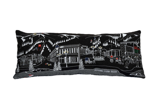 Homeroots Home Decor Aspen Nighttime Skyline Lumbar Decorative Pillow, Black, 35 Inches