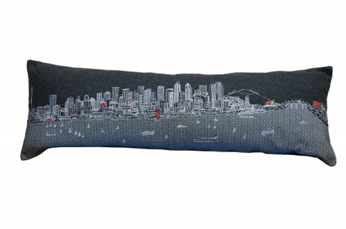Homeroots Home Decor Seattle Nighttime Skyline Lumbar Decorative Pillow, Black, 45 Inches