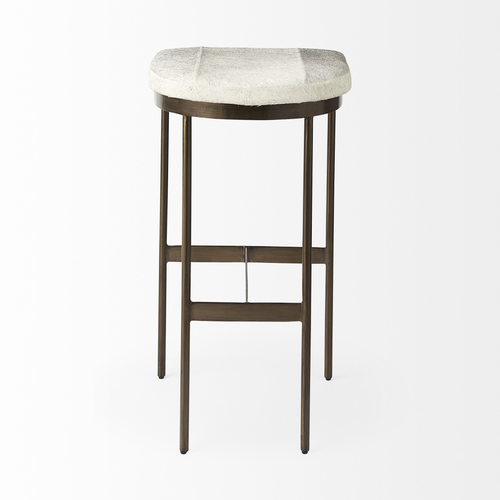 35" Gold Leather and Metal Backless Bar Chair - 808230035966