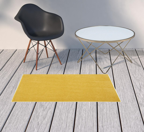 2' X 4' Yellow Indoor Outdoor Runner Rug