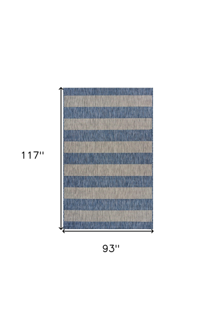8' X 10' Blue And Gray Indoor Outdoor Area Rug