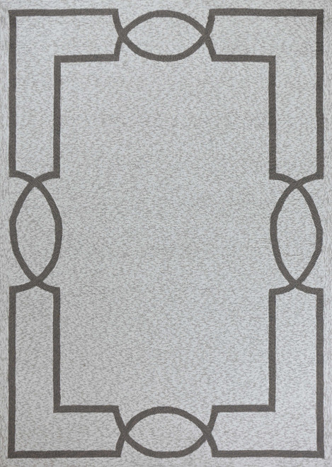 3'x5' Ivory Hand Hooked UV Treated Bordered Indoor Outdoor Area Rug - 4512822806747