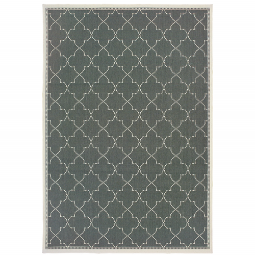 4' X 6' Gray and Ivory Geometric Stain Resistant Indoor Outdoor Area Rug