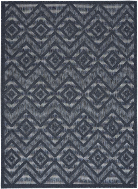 6' X 9' Navy Blue Argyle Indoor Outdoor Area Rug