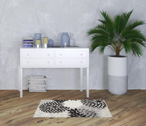 3' X 4' Black And White Indoor Outdoor Area Rug
