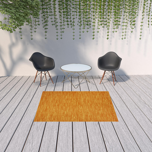 5' X 7' Orange Indoor Outdoor Area Rug