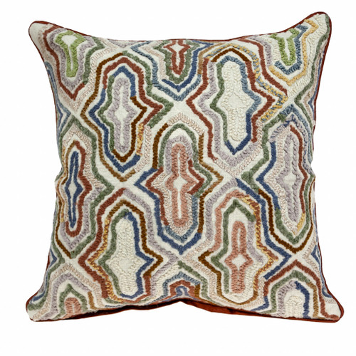 Homeroots Home Decor 18 X 18 Inches Beige and Brown Zippered 100% Cotton Throw Pillow with Embroidery
