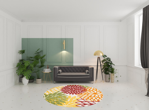 8' X 8' Red And Ivory Indoor Outdoor Area Rug