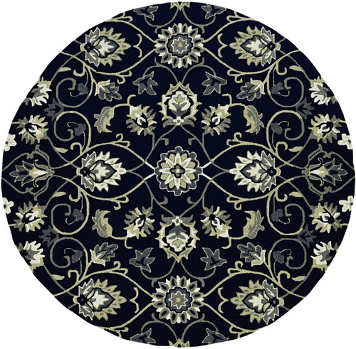 5' x 7' Navy Floral Vines Indoor Outdoor Area Rug - 4512822925479