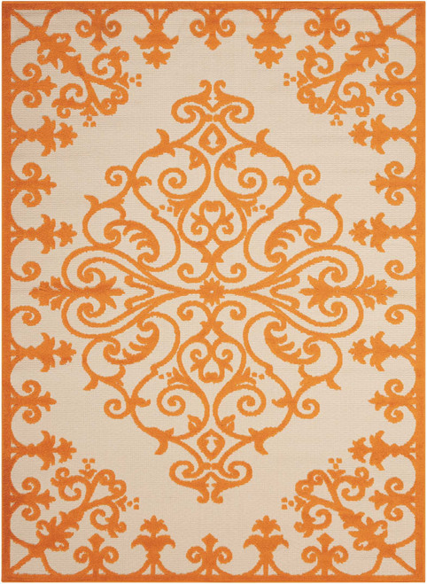 8’ x 11’ Orange Medallion Indoor Outdoor Area Rug - 4512822806273